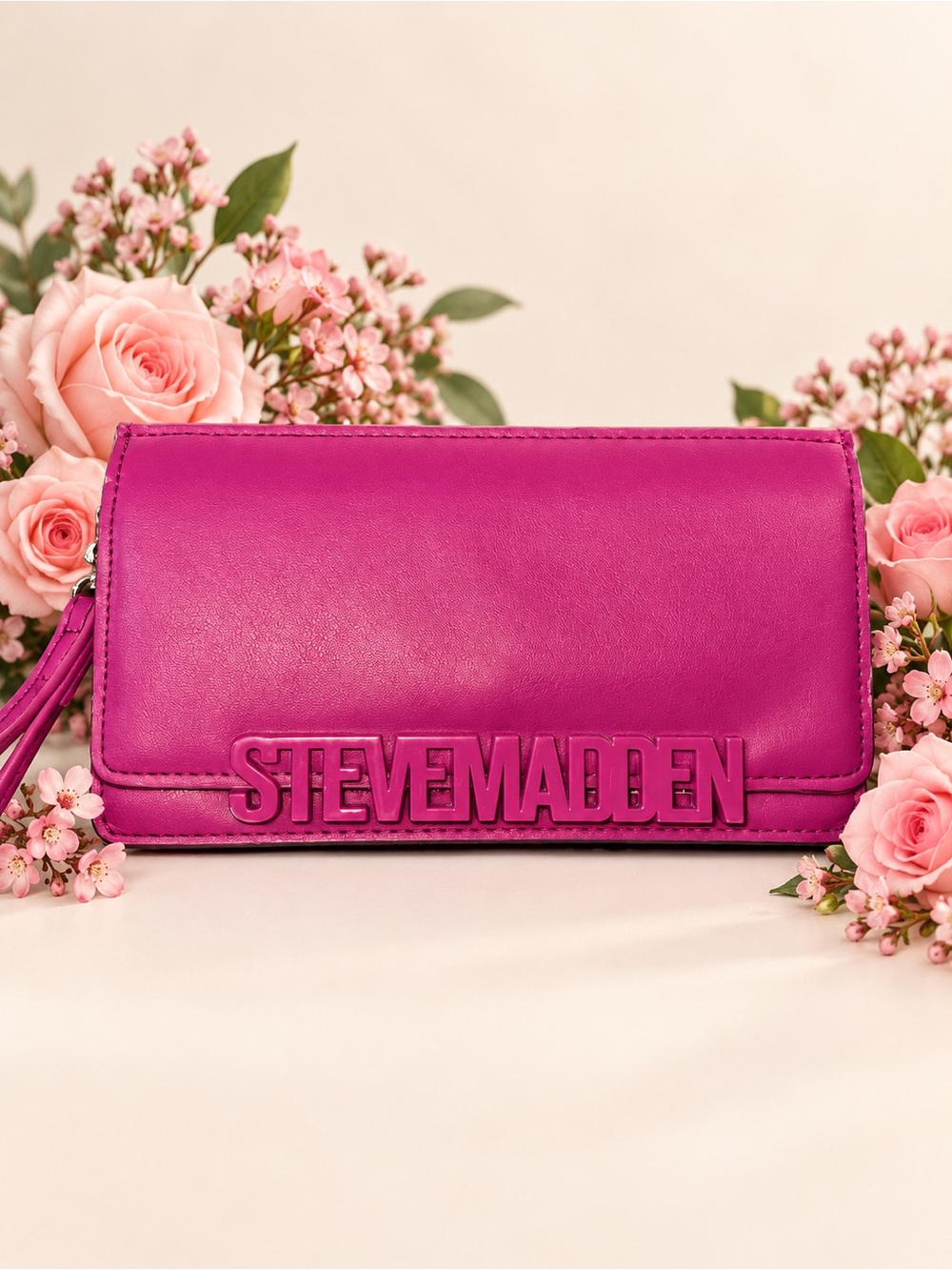 Steve Madden Fuchsia Pink Logo Clutch